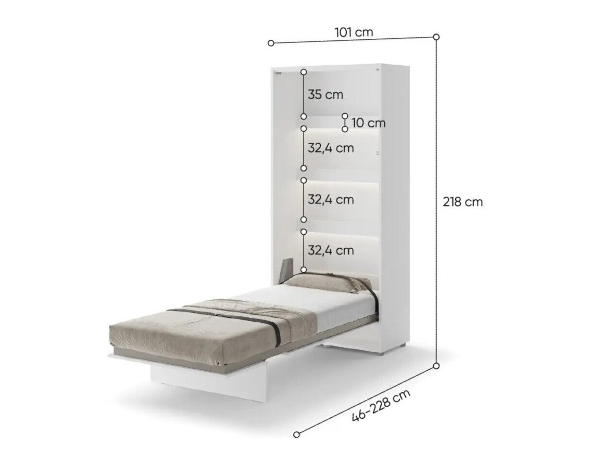 Vægseng Concept Pro Lenart Levfere 102 (Hvid + Glansfuld hvid)