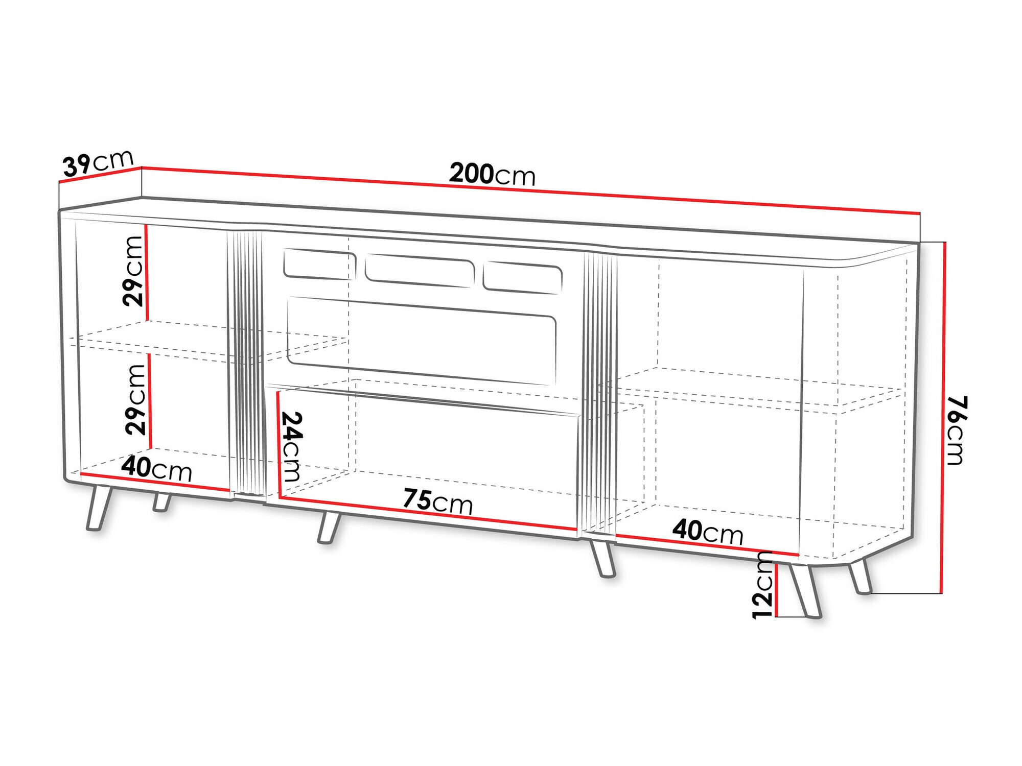 Dressoir Modus I (Zwart + Notenhout)