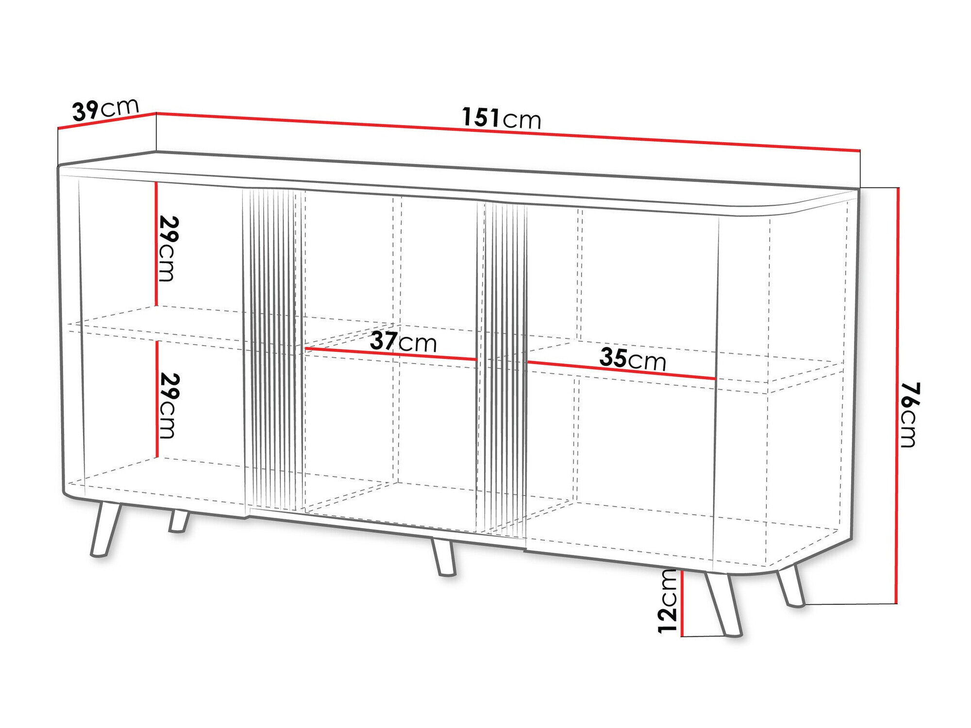 Dressoir Modus (Zwart + Zwart marmer)
