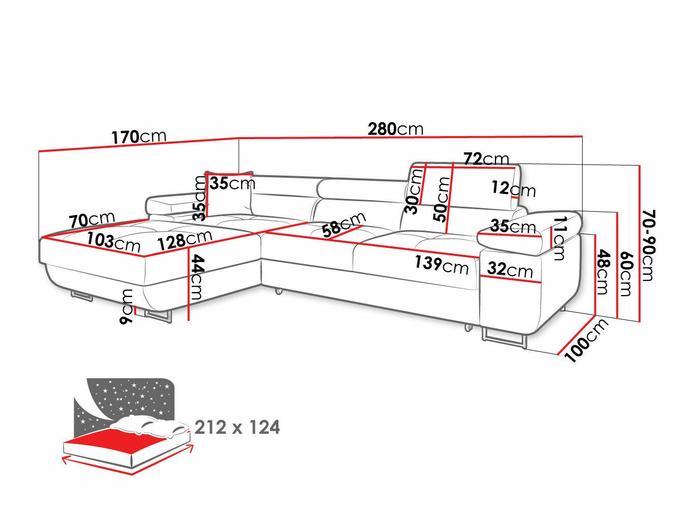 Hjørnesofa Comfivo Eliferu 102 (Flow 09)