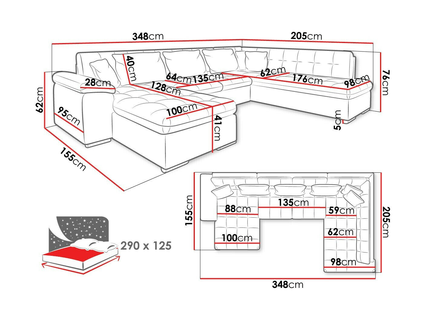 Hjørnesofa Comfivo Gemma (Venstre)