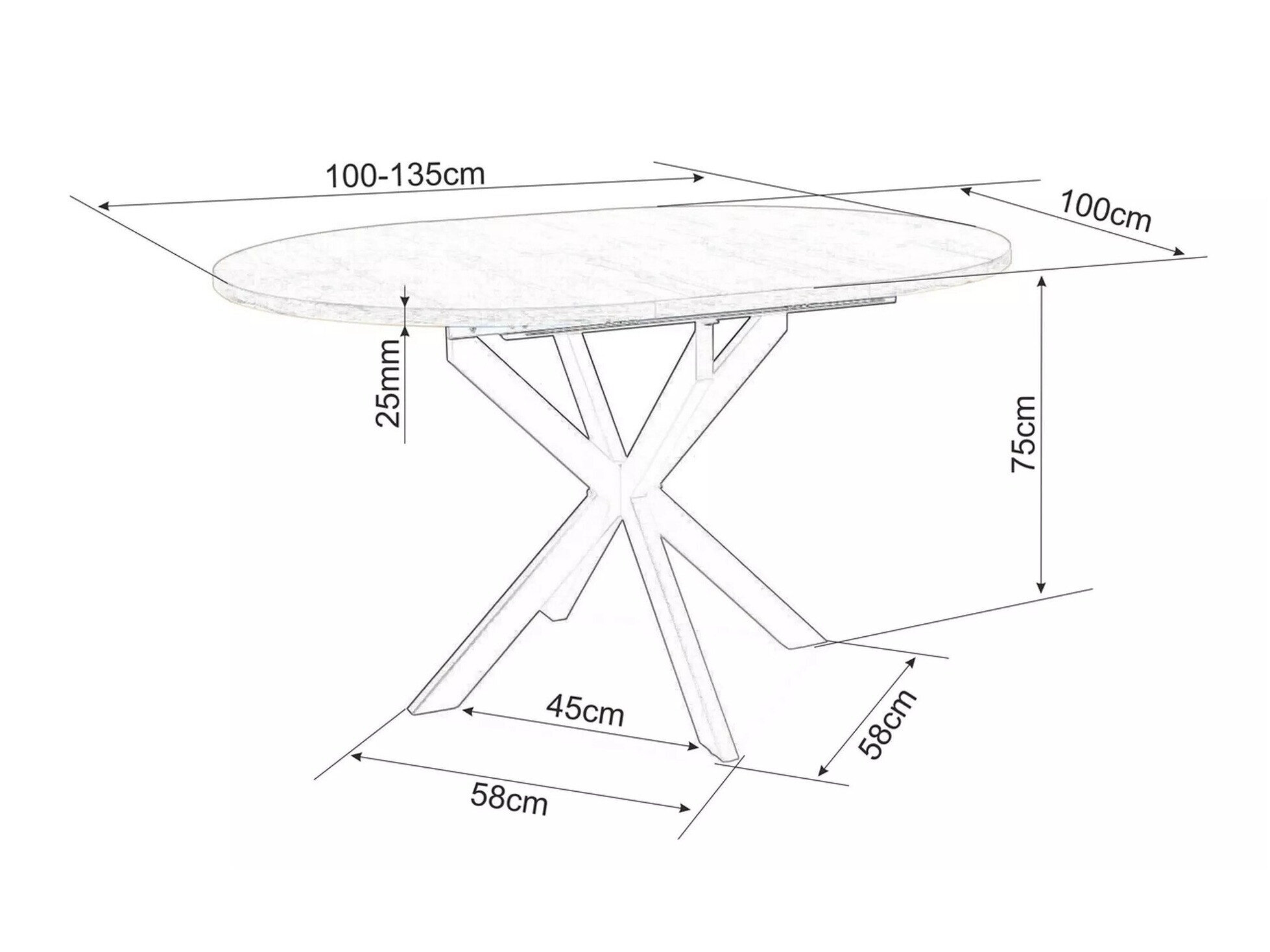 Tafel Detroit 115 (Wit marmer)