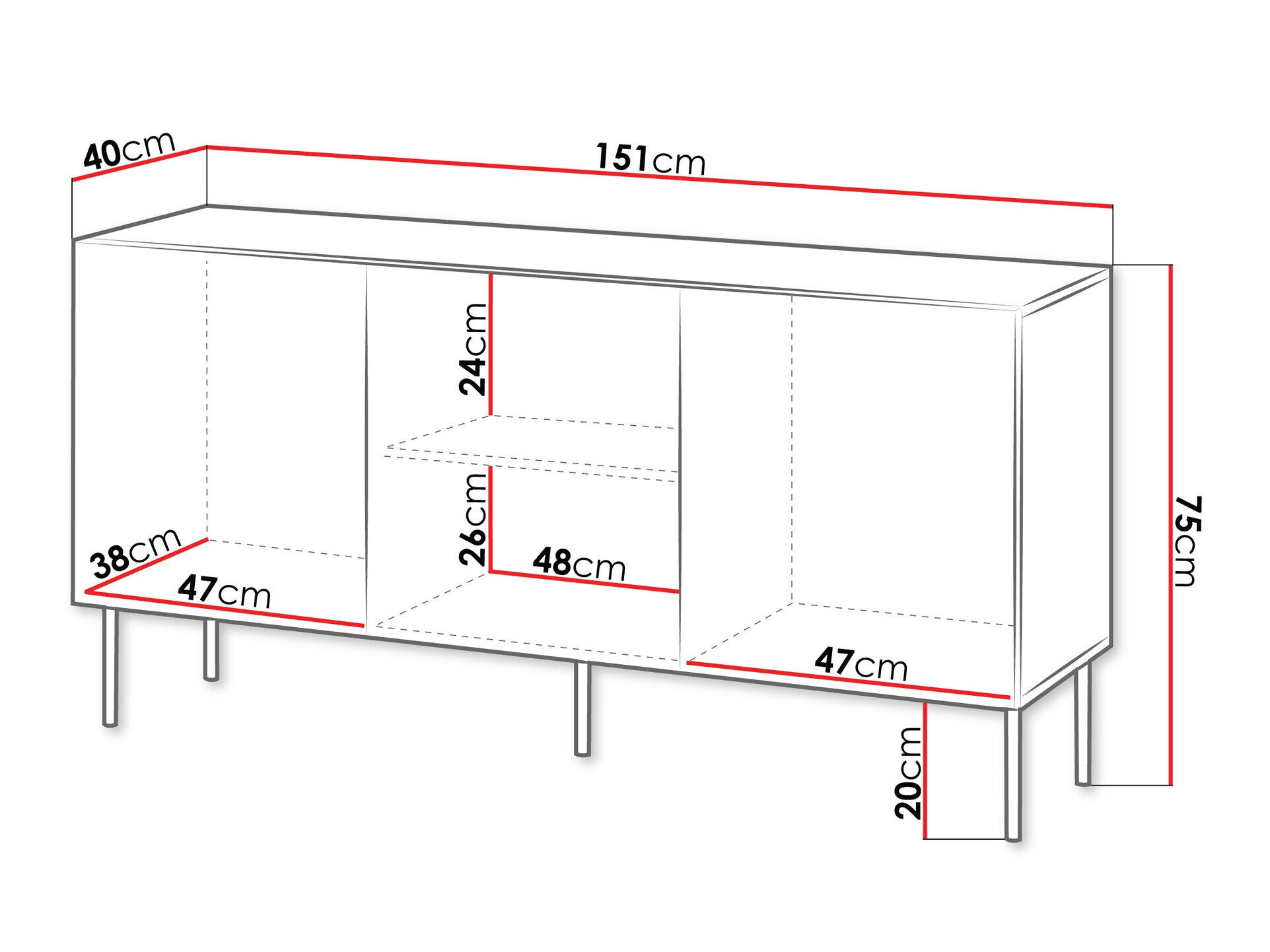 Dressoir Evavese 100 (Zwart)