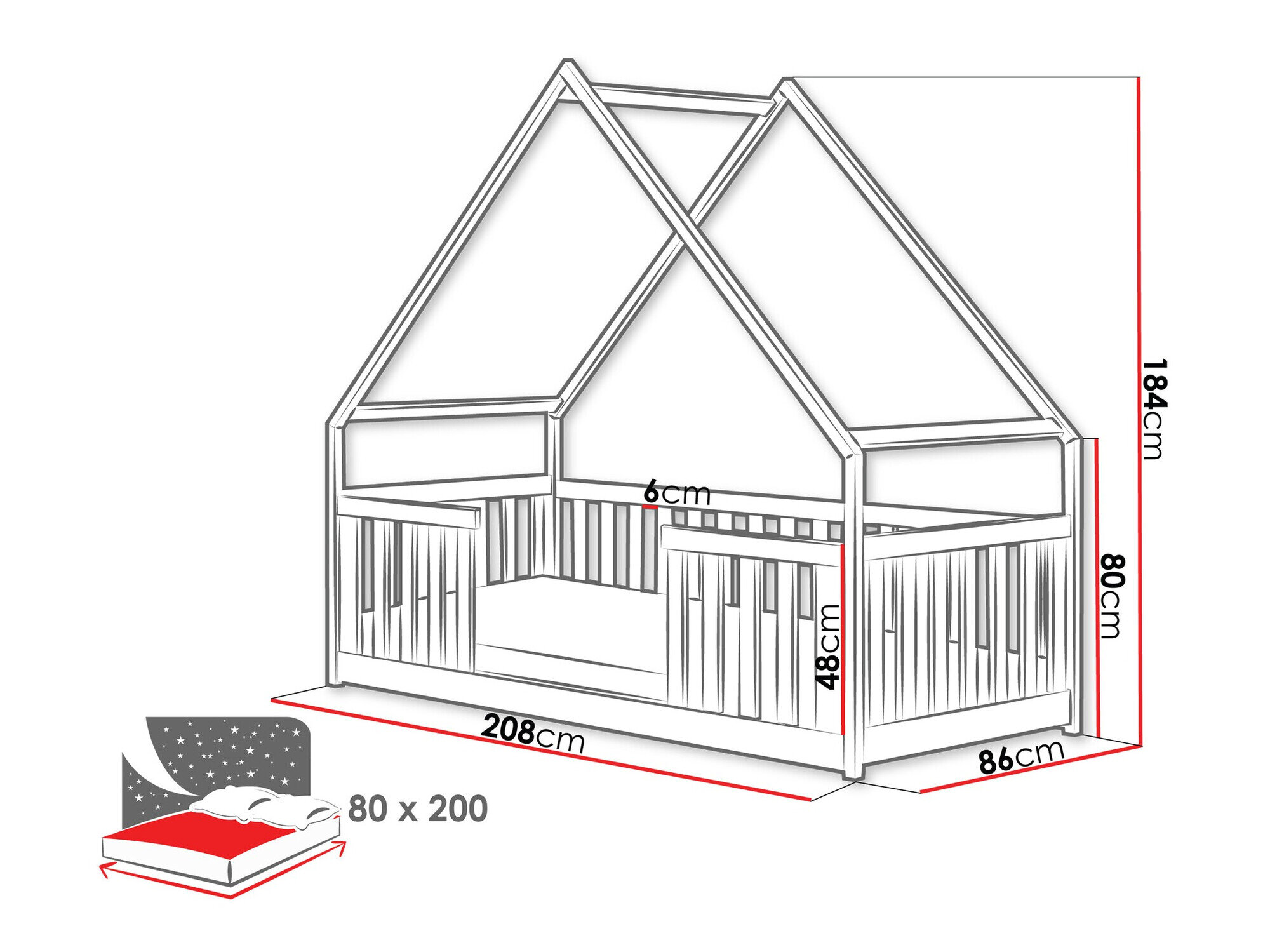 Seng Vista 114 (Grå)
