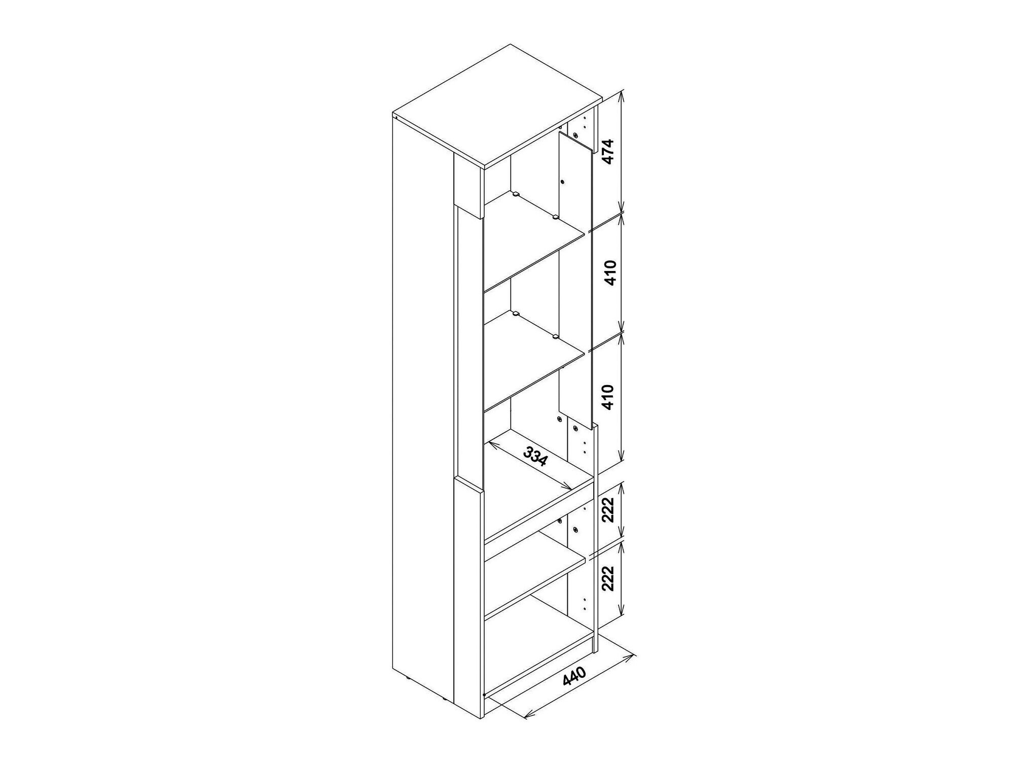 Boekenkast Catelbi 121 (Wit + Eiken)