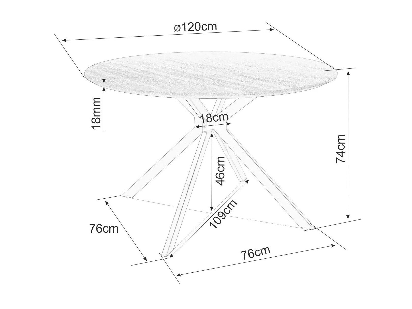 Bord Detroit 285 (Egetræ)