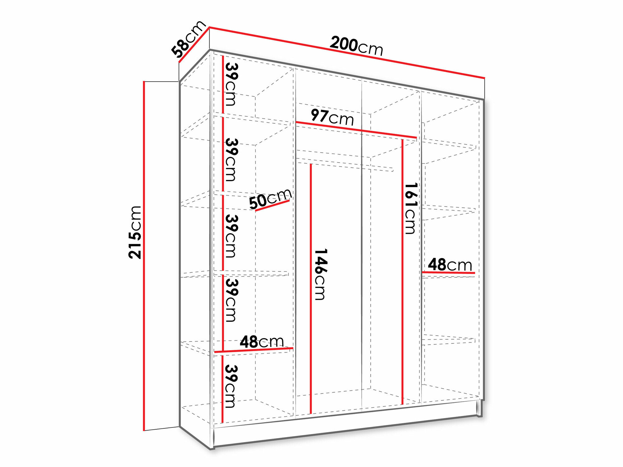 Garderobeskab Closico Navor I (Hvid + Sort)