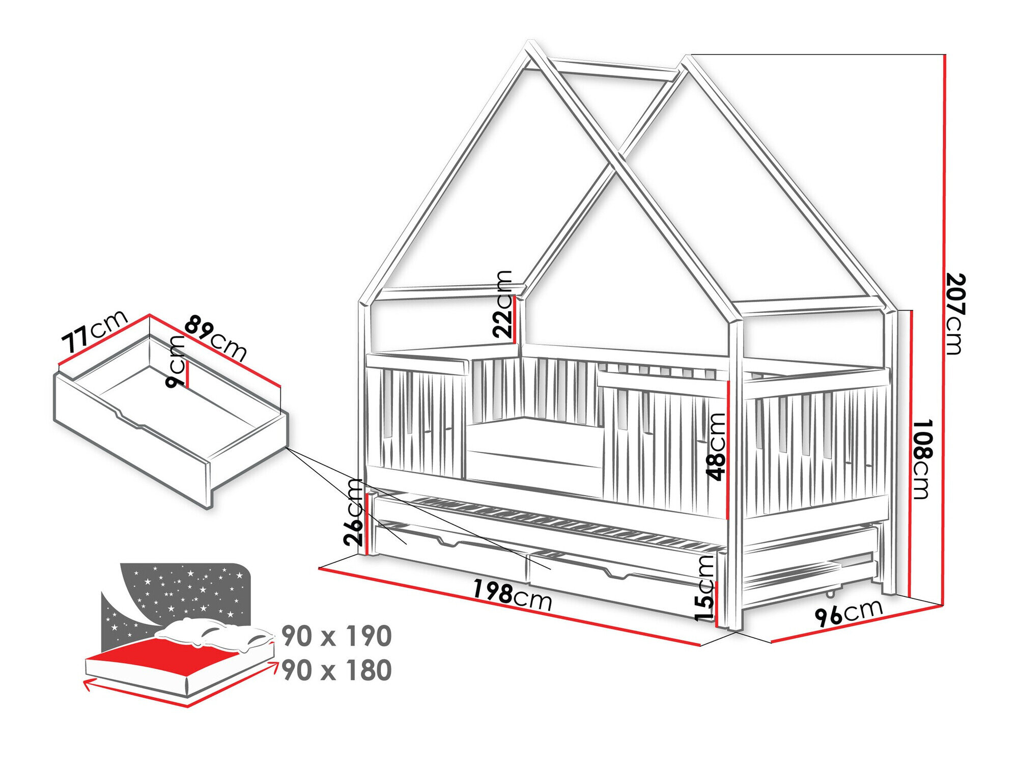 Легло Vista 115 (Сив)