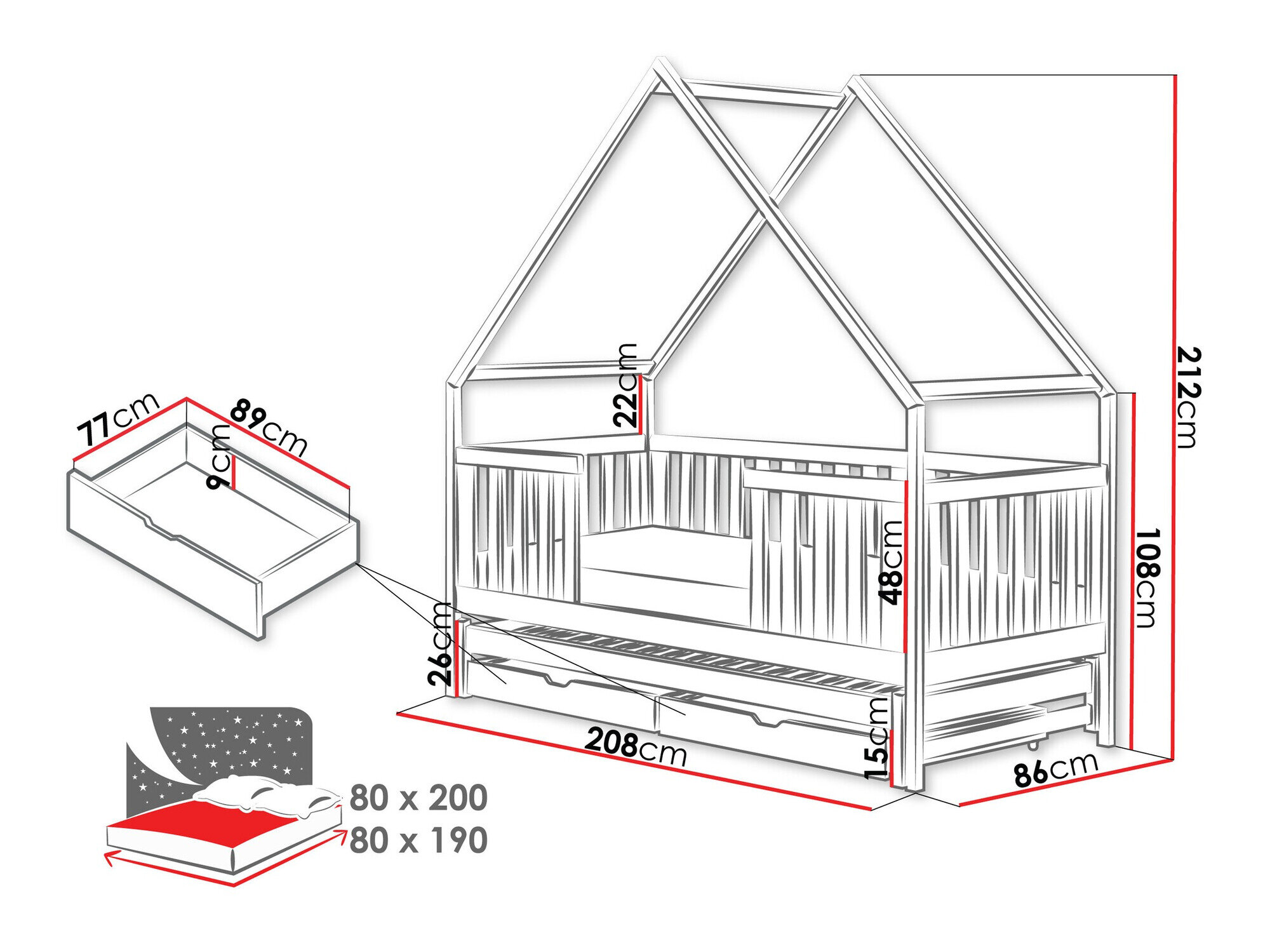 Seng Vista 115 (Grå)