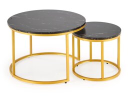 Salontafel set Houston 2213 (Zwart marmer + Gouden)