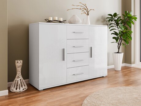 Ladekast Charlotte 118 (Wit + Glanzend wit)