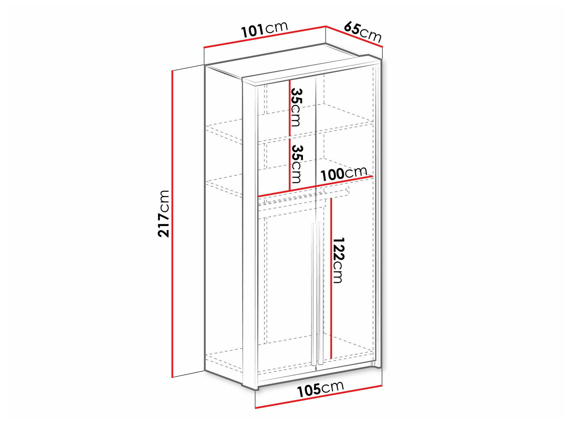 Kledingkast Calcalo 100 (Wit)
