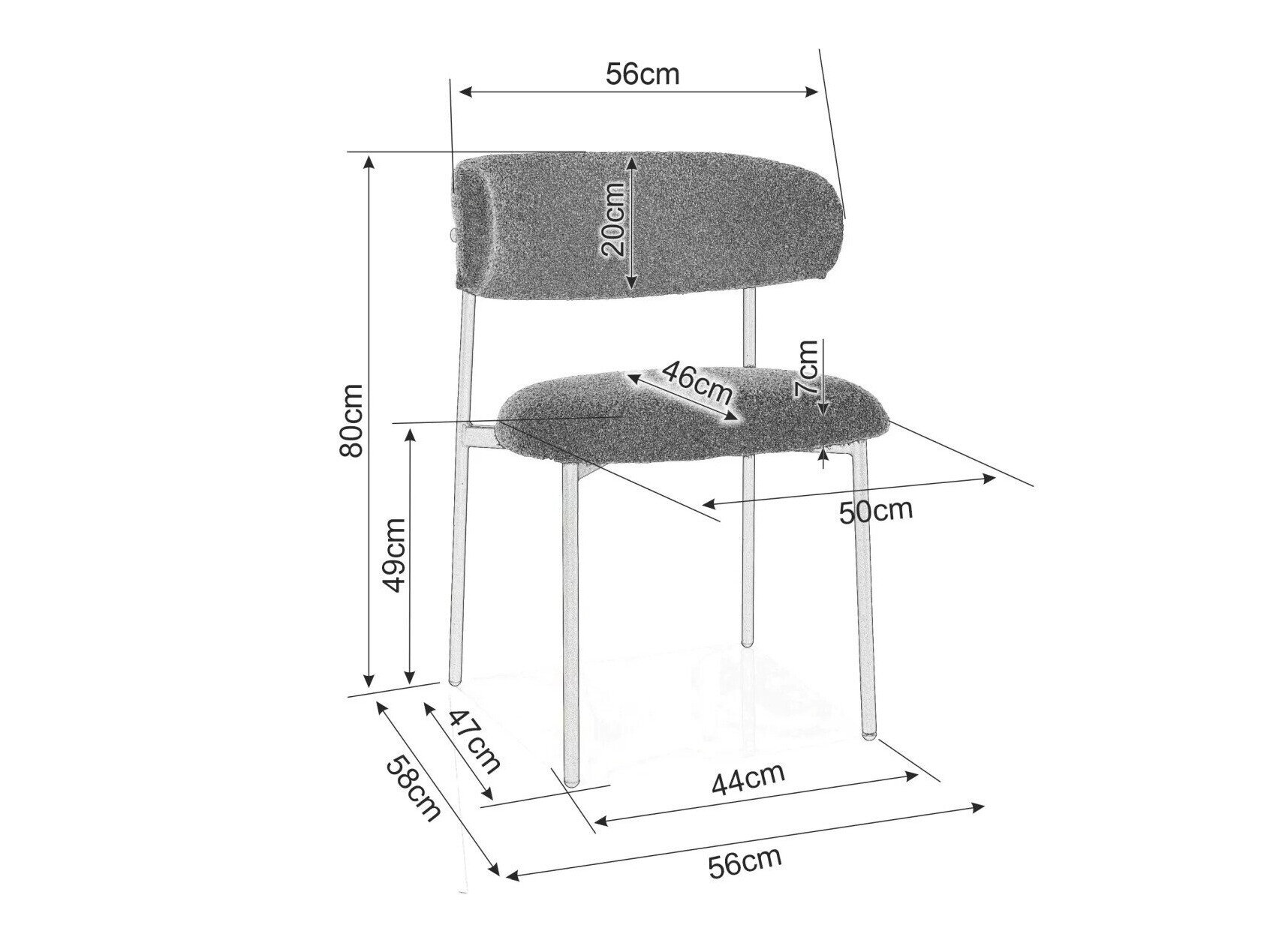 Stol Detroit 802 (Grå + Sort)