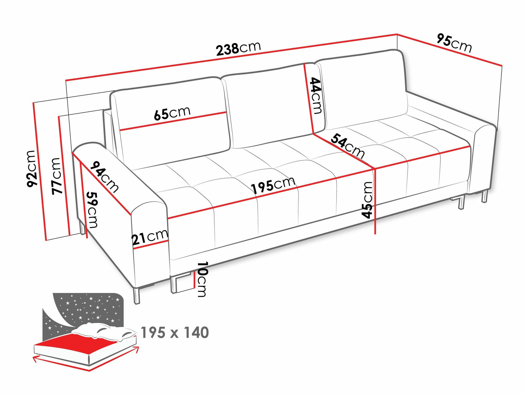 Sovesofa Stonecrest 102 (Velo 621)