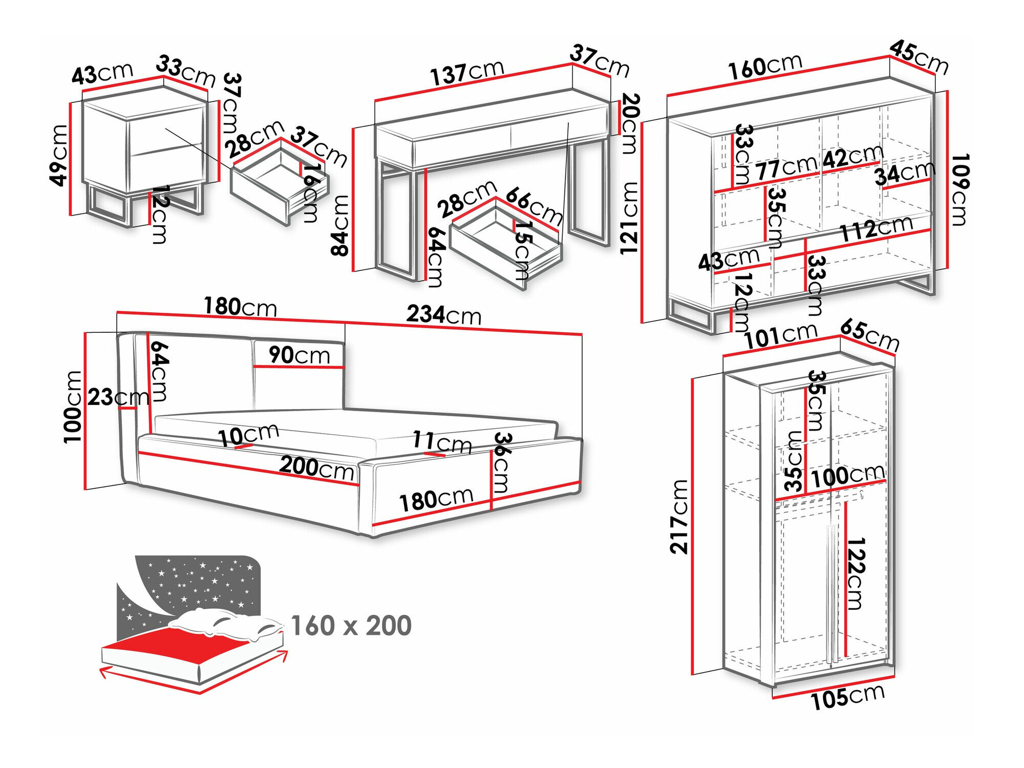Soveværelsessæt Calcalo 110 (Grøn)