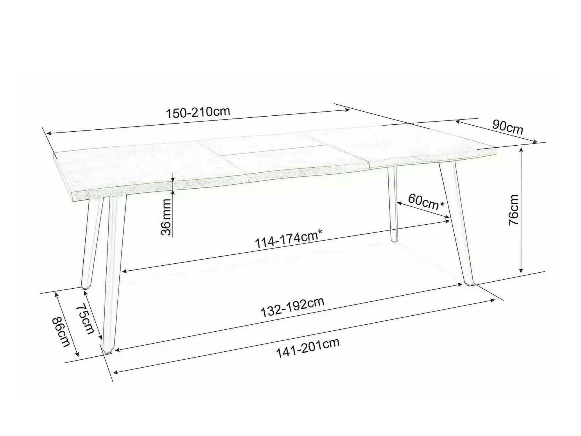 Bord Detroit 584 (Egetræ)