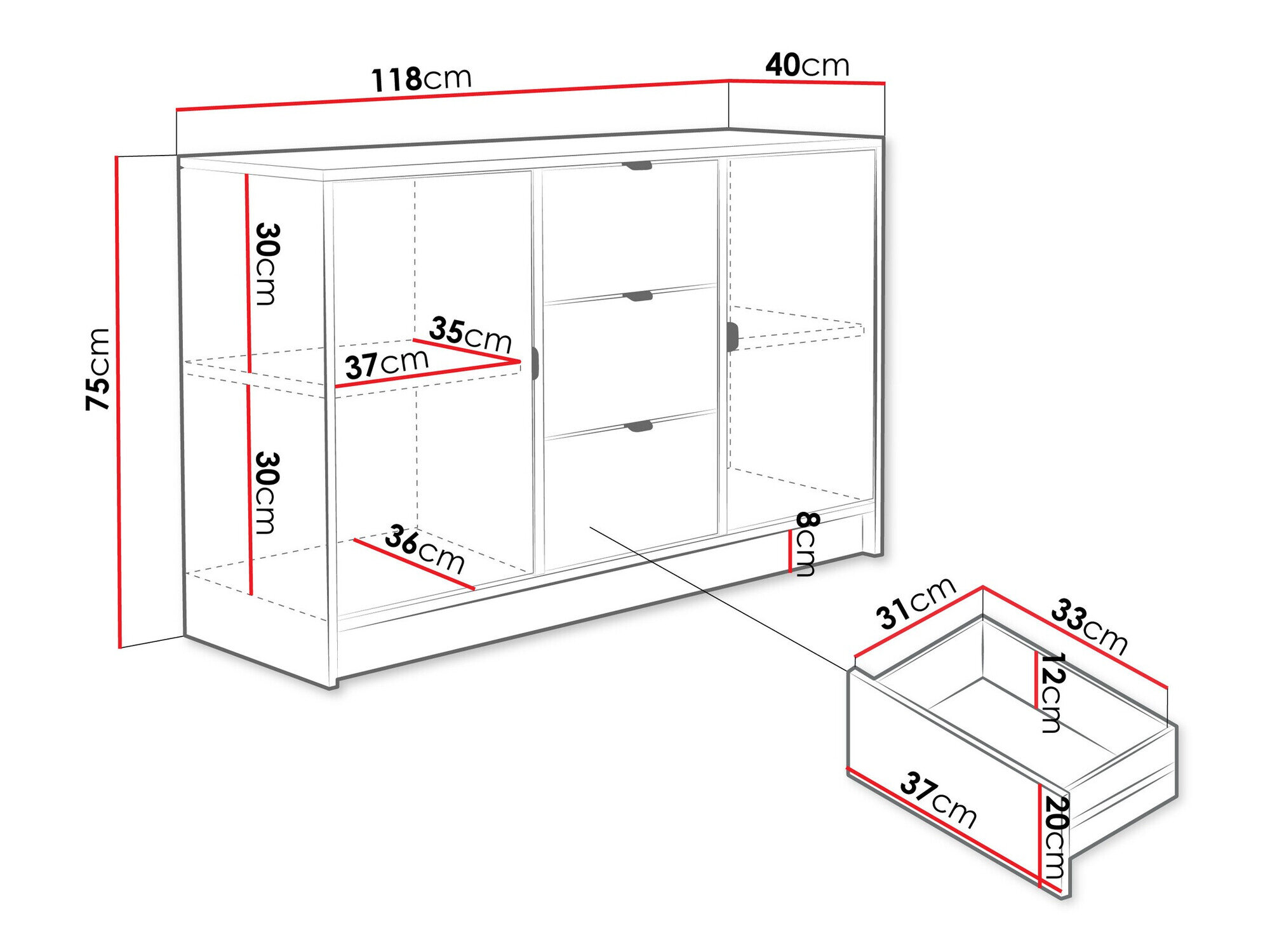 Kommode Comfivo Papilio (Beige)