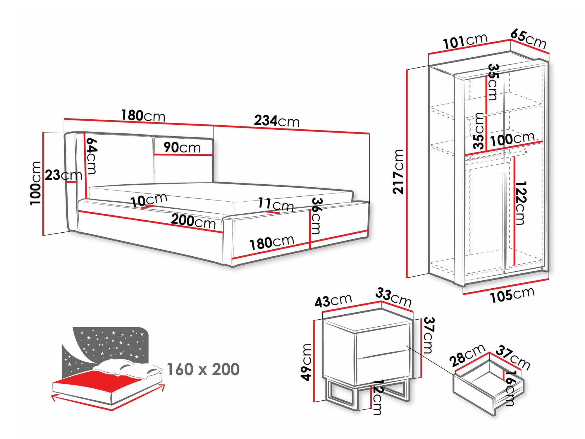 Soveværelsessæt Calcalo 111 (Grøn)