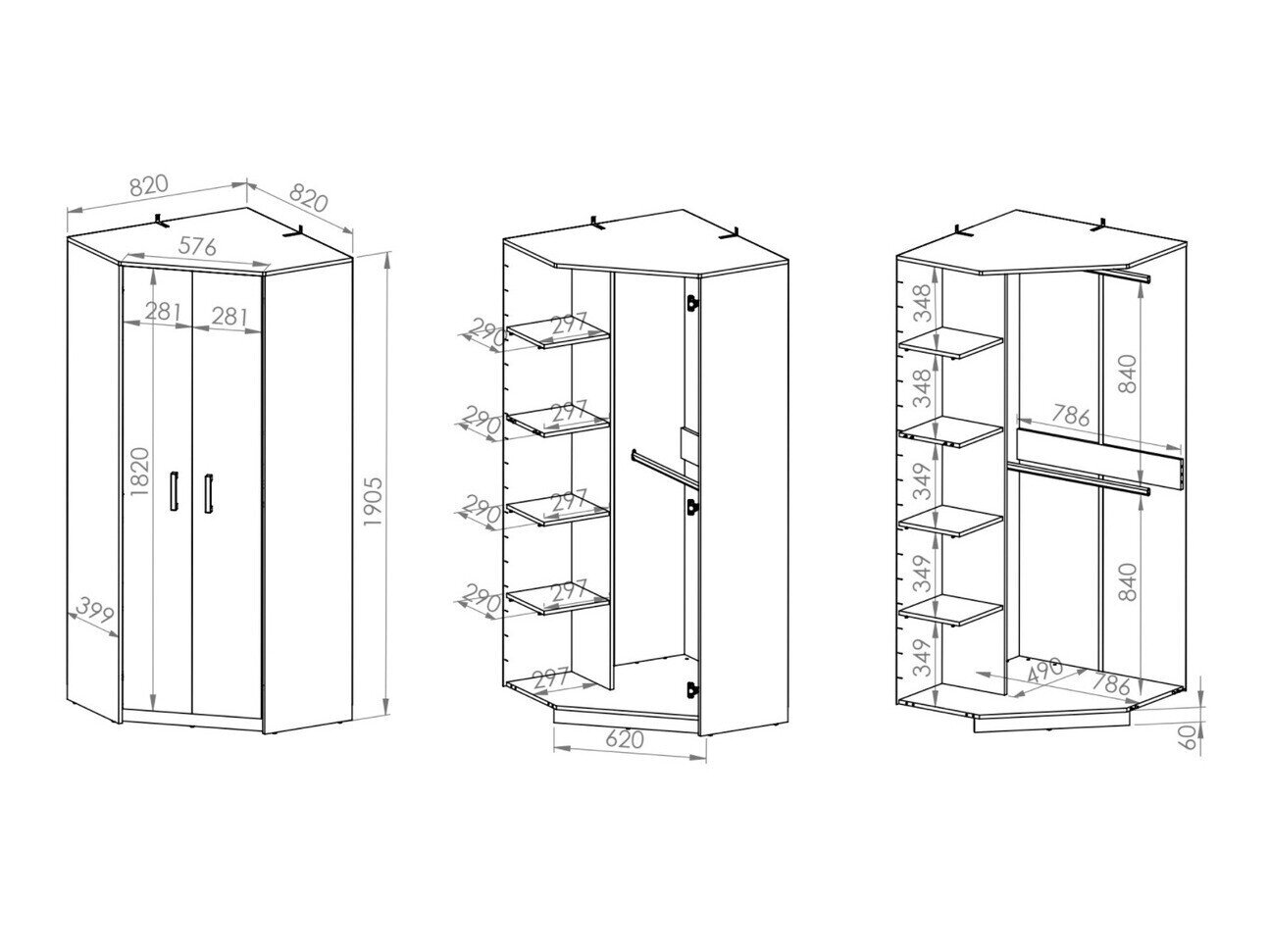 Hjørnegarderob Nucavu 110