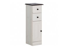 Stehender Badezimmerschrank Deletri 110 (Weiss + Havana Eichenholzoptik)