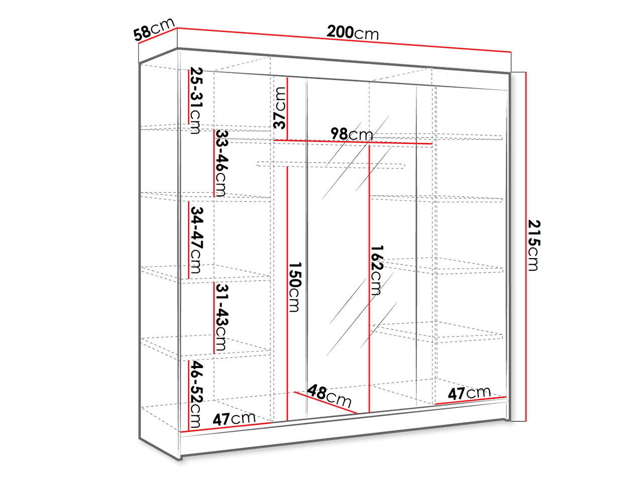 Garderobeskab Closico Durion I (Sort + Artisan eg)