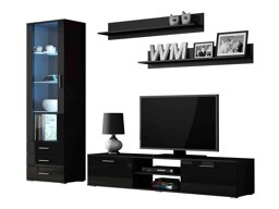 Ensemble de salon Tornola 107 (Noir + Noir brillant)
