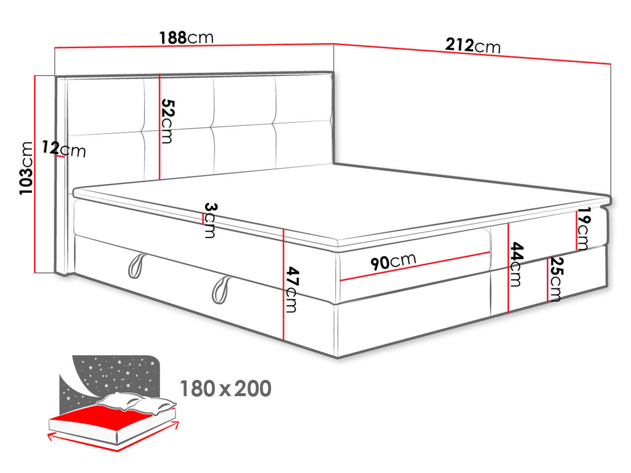 Boxspring ComfiDream Miraena (Gouden eik + Soro 100)