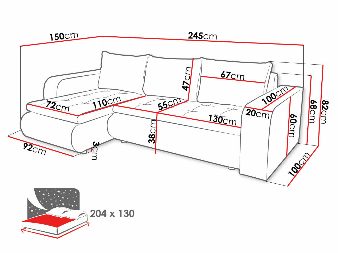 Hjørnesofa Muncie 100 (Soft 017 + Lawa 06)