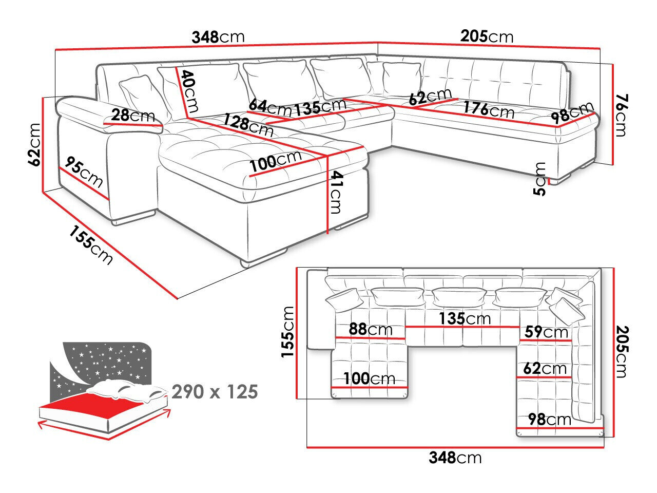 Hjørnesofa Comfivo Gemma V (Sicuro 80 + Sempre 9)
