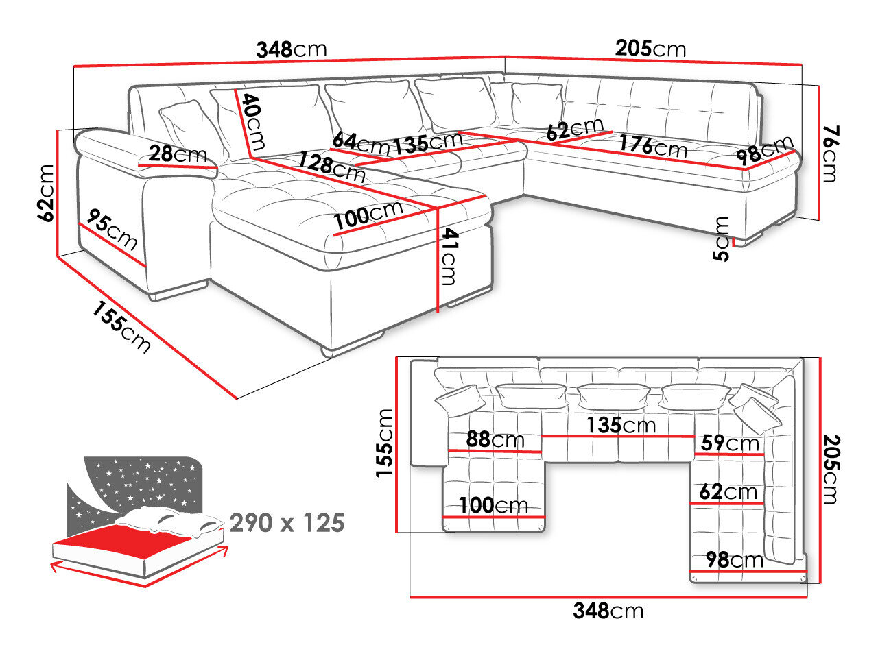Hjørnesofa Comfivo Gemma VI (Sicuro 80 + Sempre 9)