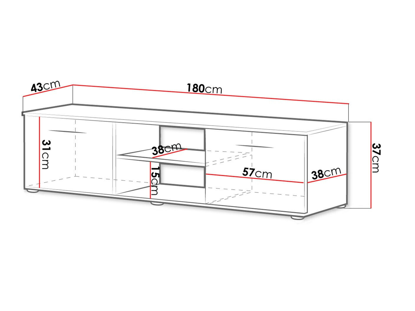 Meuble TV Tornola 101 (Blanc + Blanc brillant)