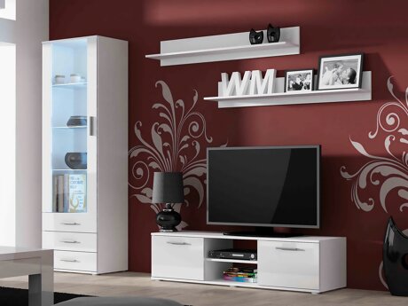Woonkamerset Tornola 110 (Wit + Glanzend wit)