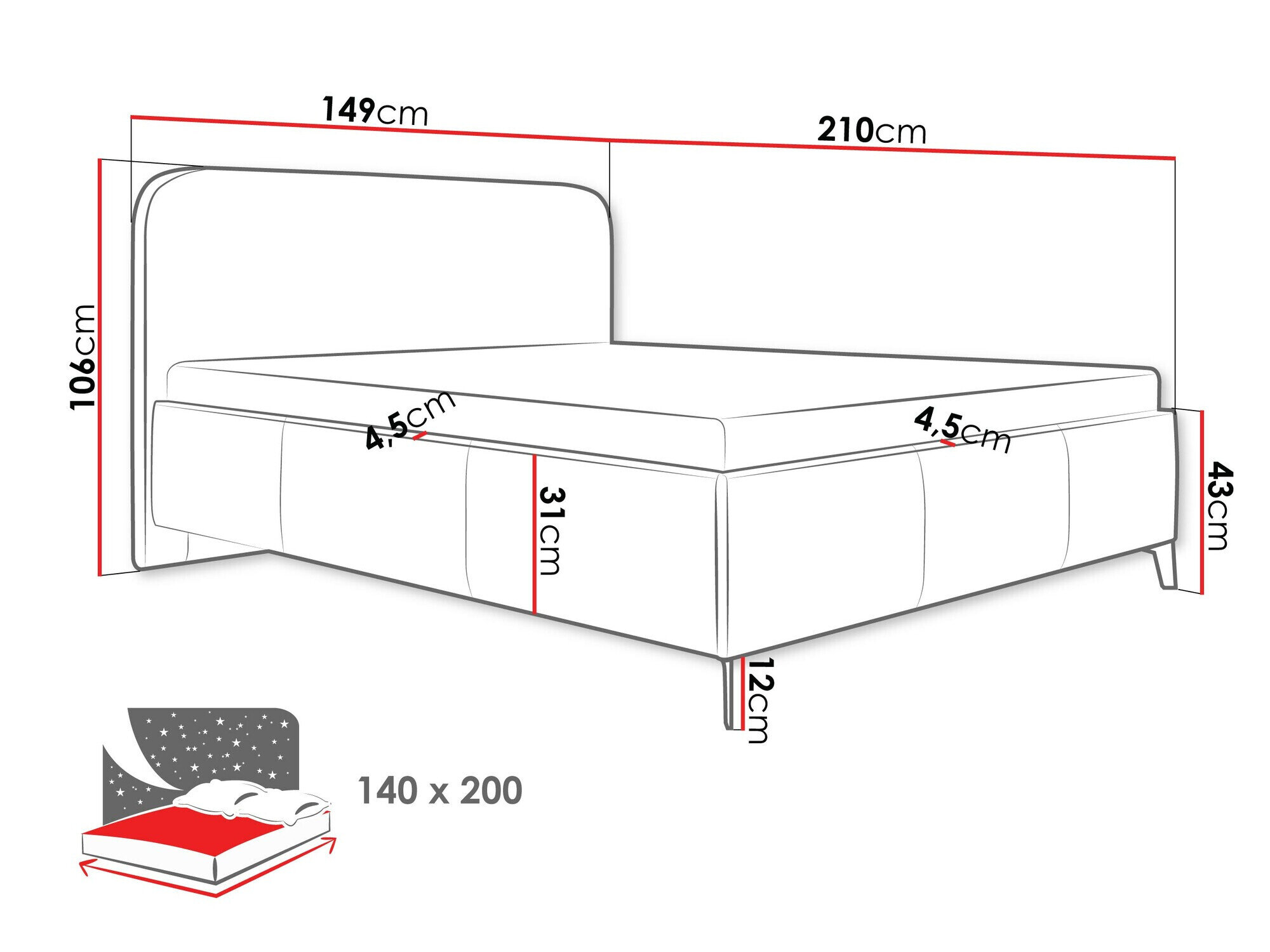 Bed ComfiDream Lumila (Velo 627)