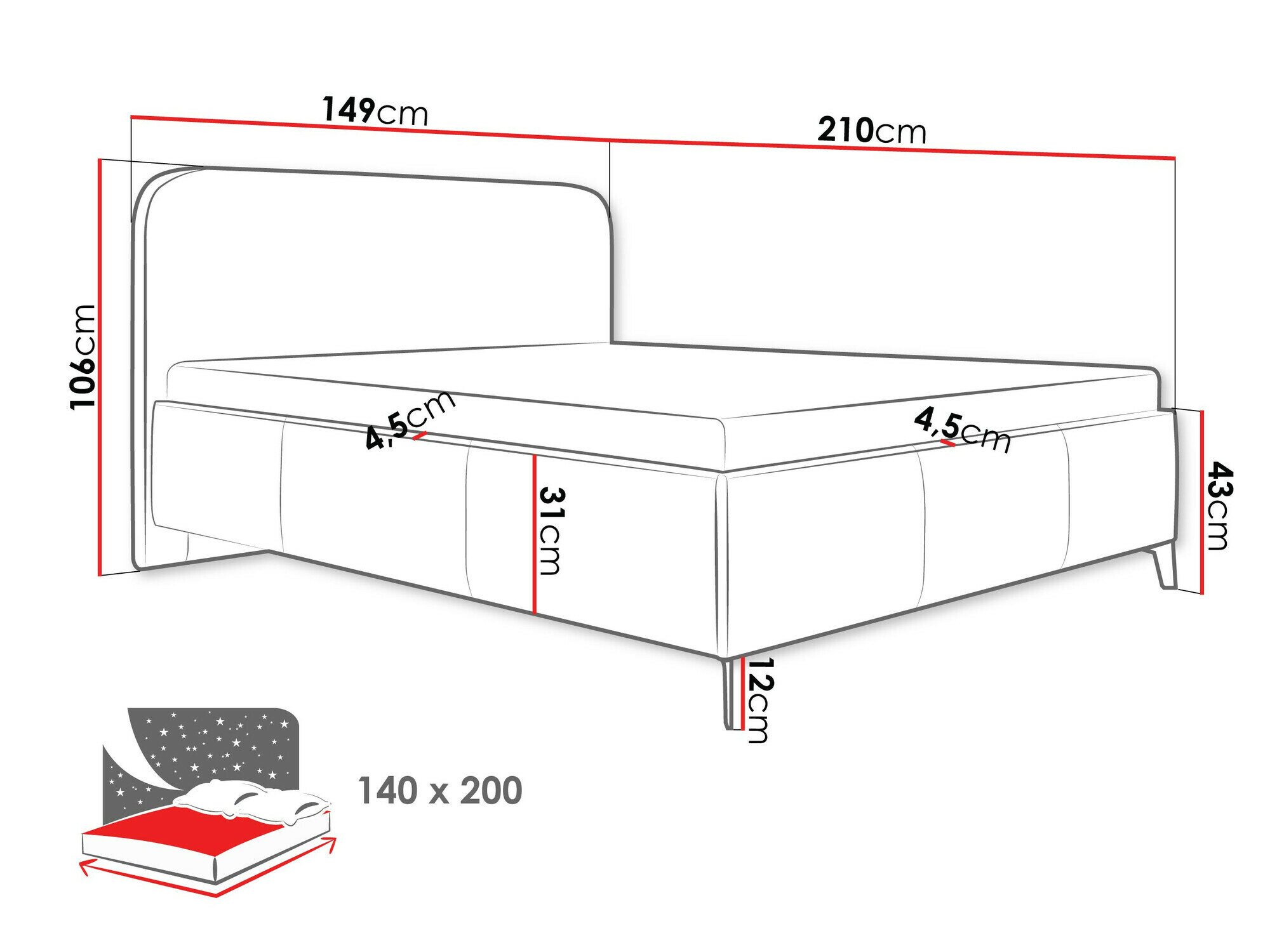 Bed ComfiDream Lumila (Velo 633)