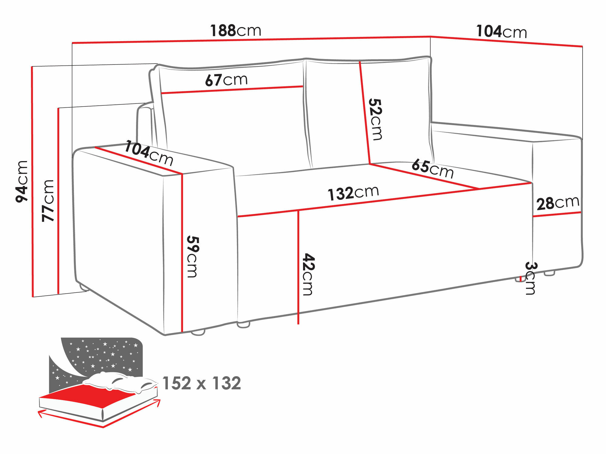 Slaapbank Clovis 107 (Poso 22)