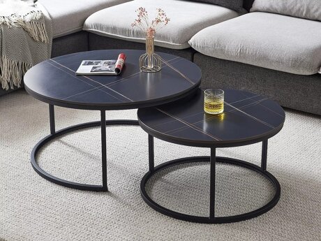 Salontafel set Detroit 607 (Zwart marmer)