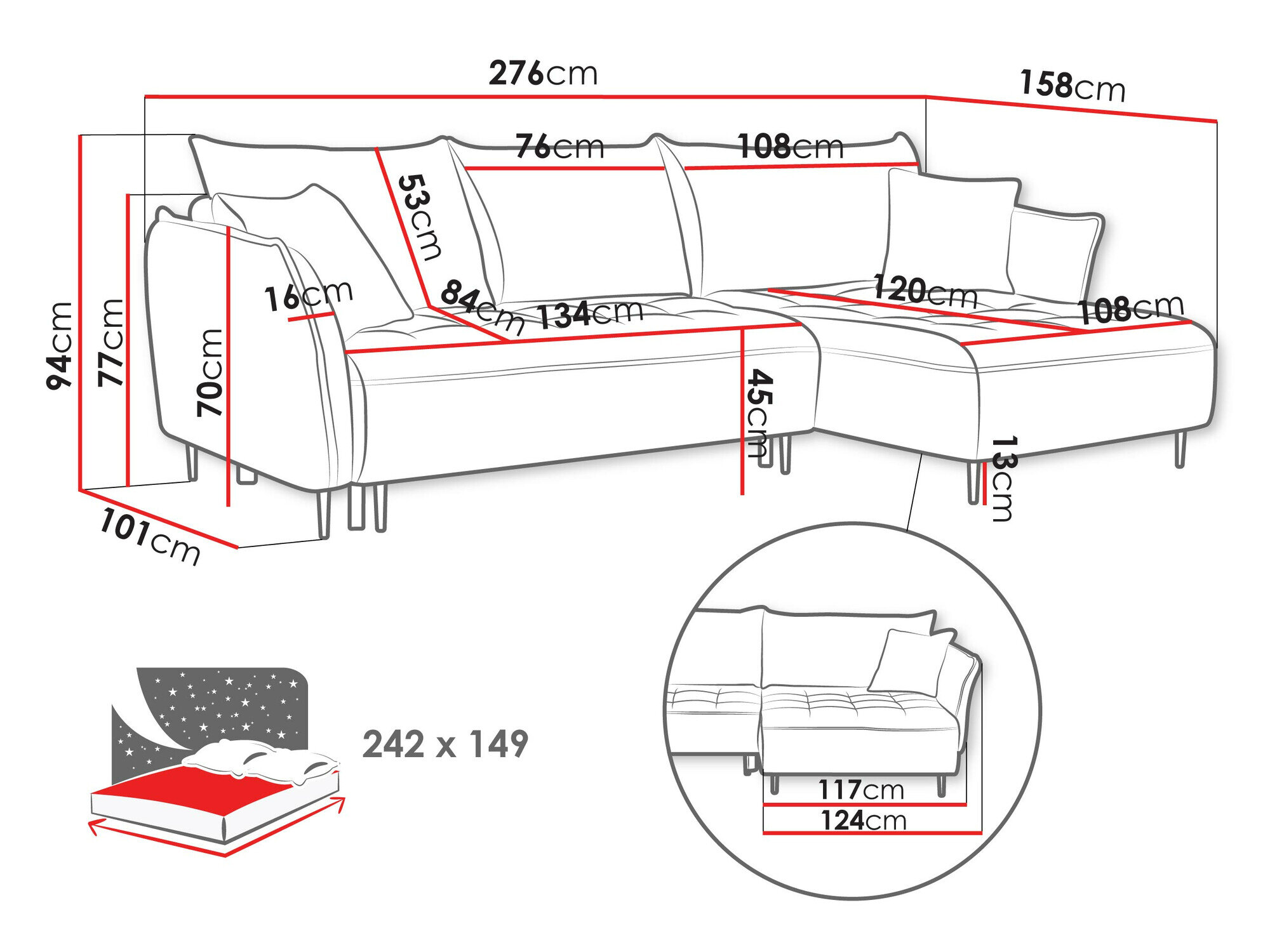 Hoekbank TrendyNest Cervon (Onega 15)