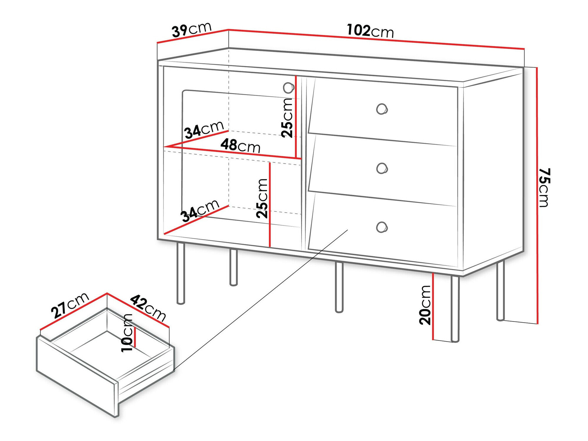 Kommode Feletri 100 (Hvid)