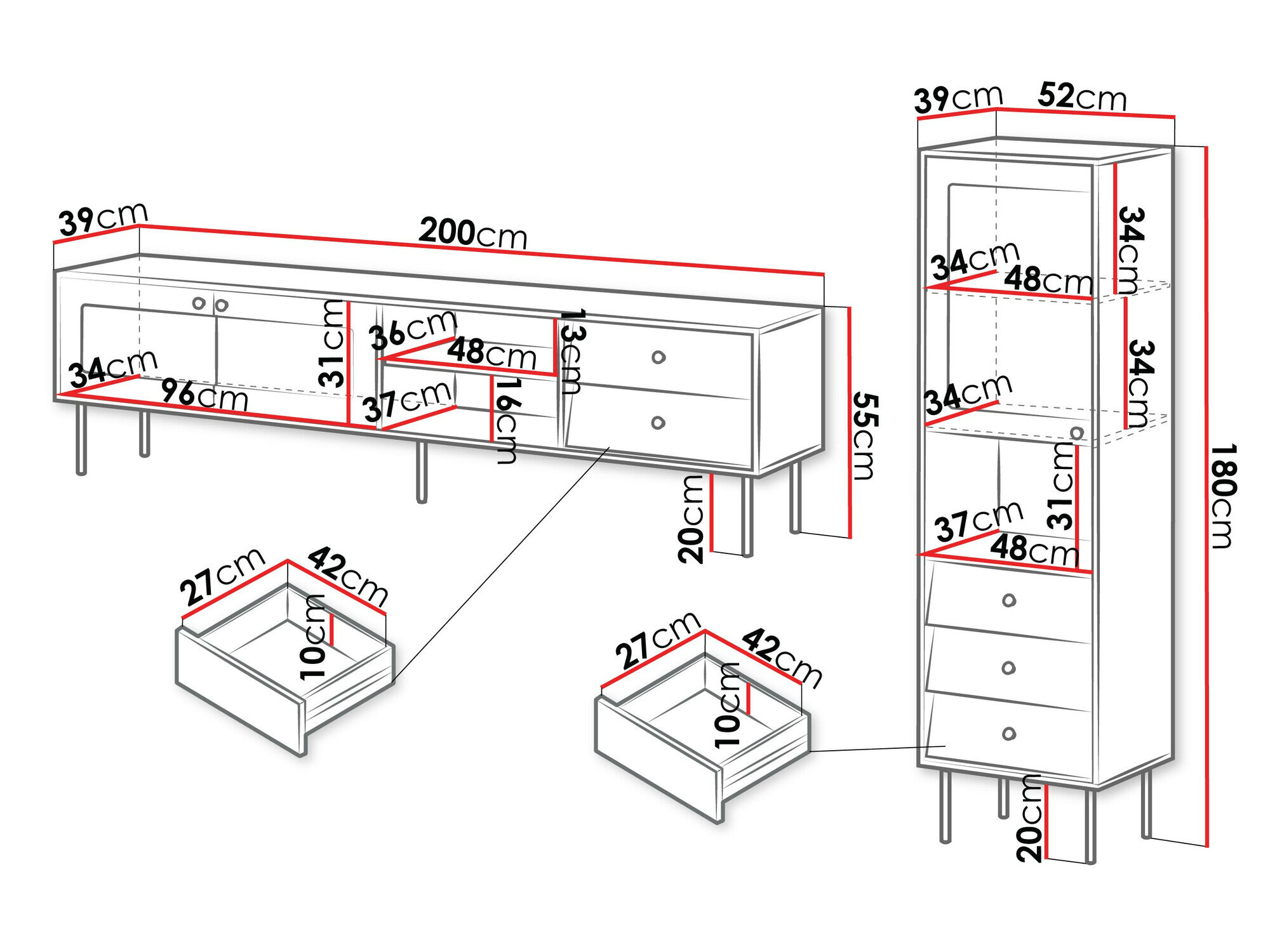 Stuemøbelsæt Feletri 109 (Sort)