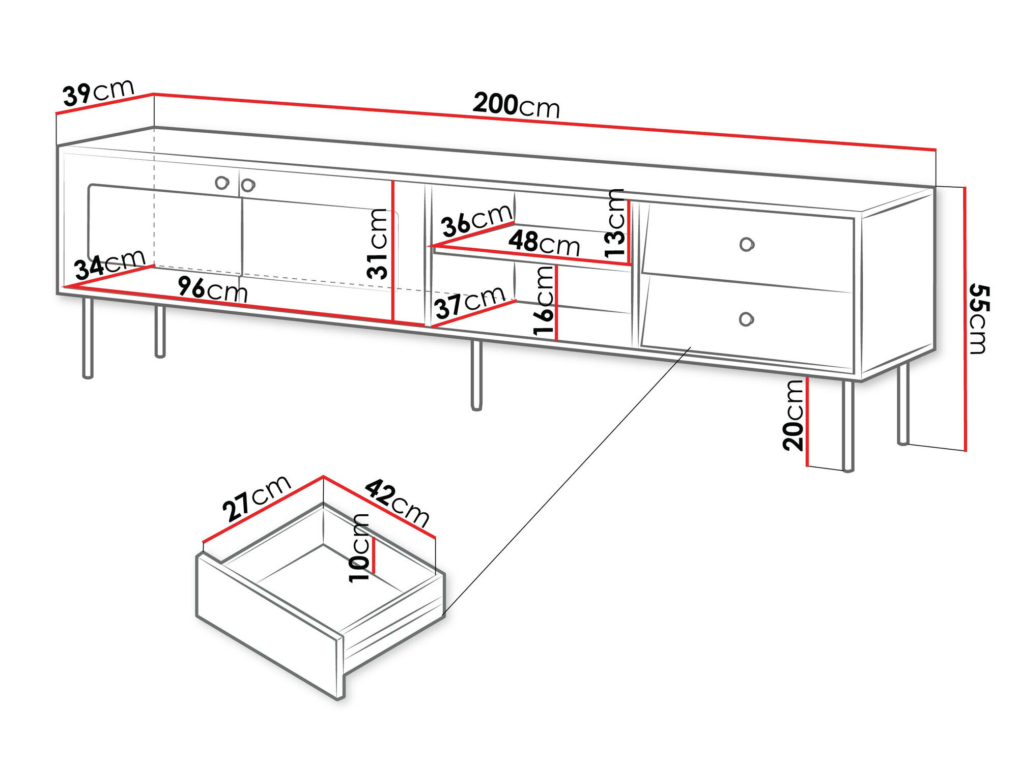 TV-bord Feletri 103 (Sort)