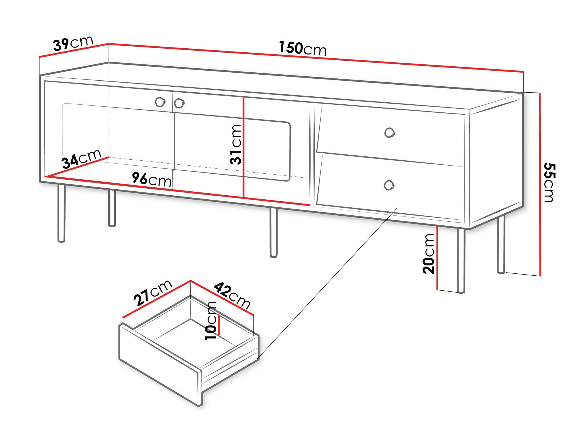 TV-meubel Feletri 102 (Wit)