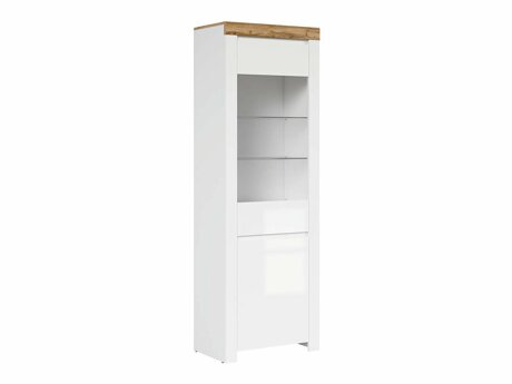 Boekenkast Sonsoru 104 (Wit + Glanzend wit + Wotan eik)