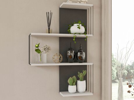 Estantería de pared Kailua 406 (Blanco + Antracita)