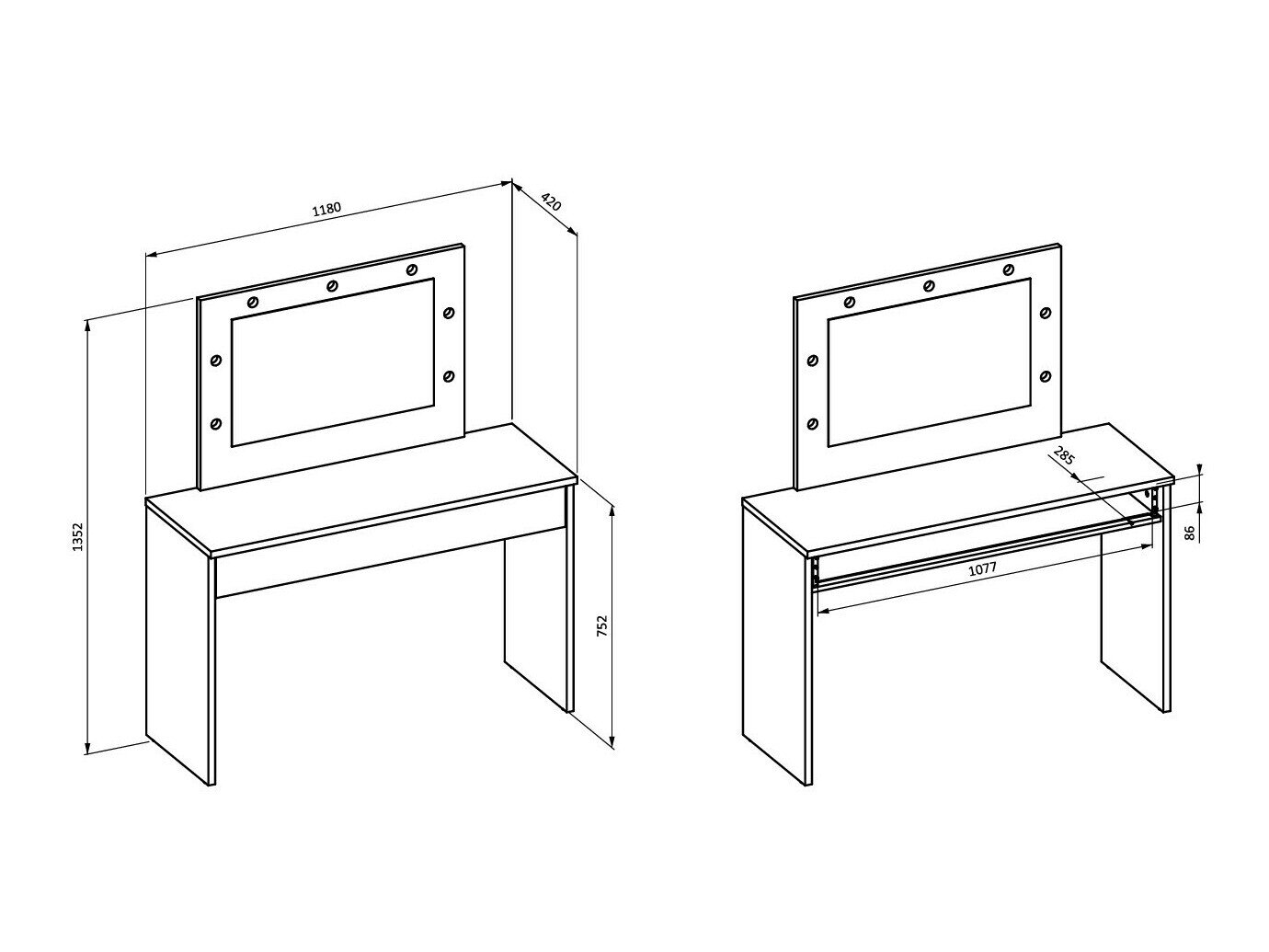 Sminkebord Austin 343 (Hvid)