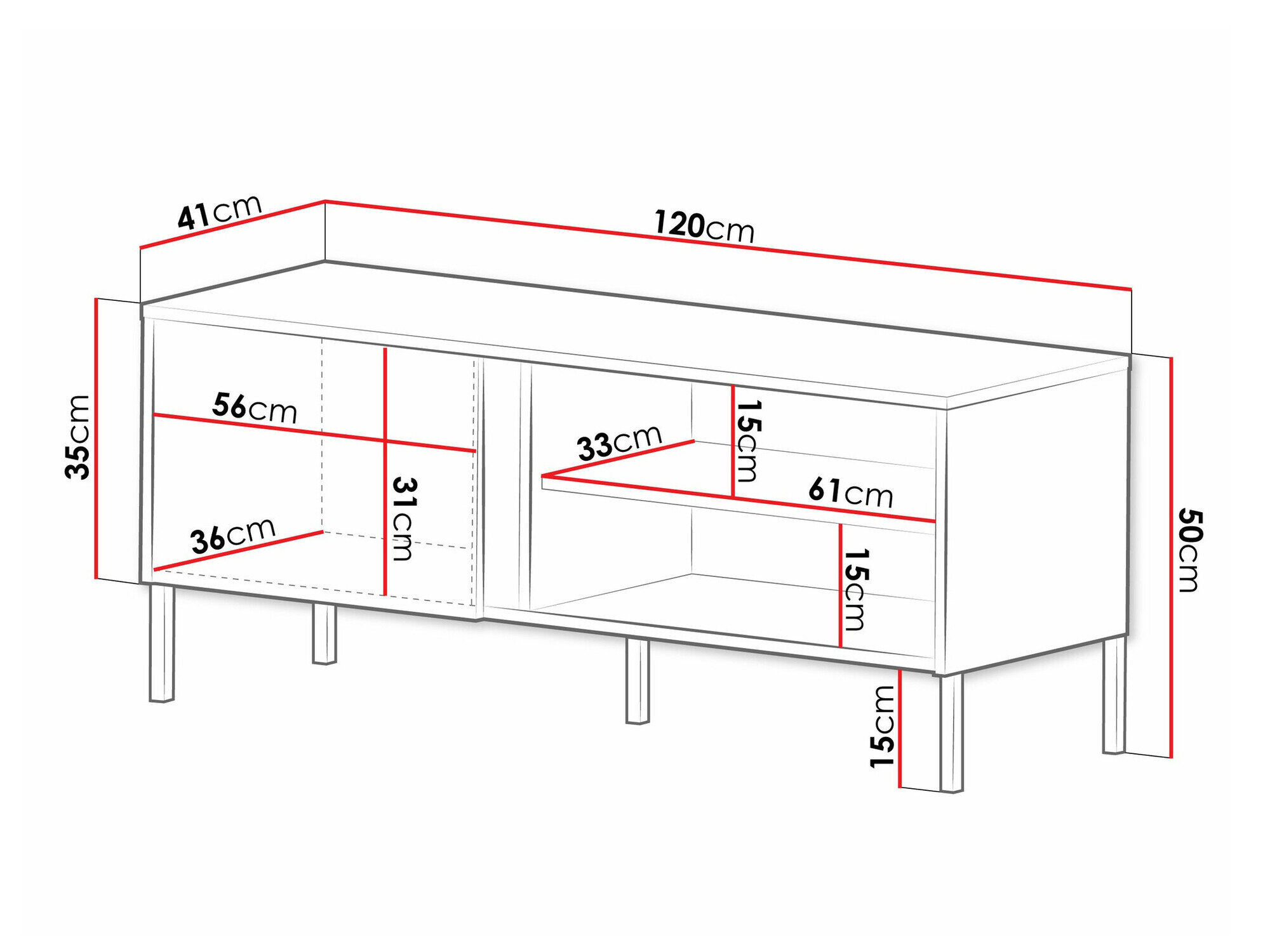 TV-bord Lumiri 106 (Egetræ + Sort)