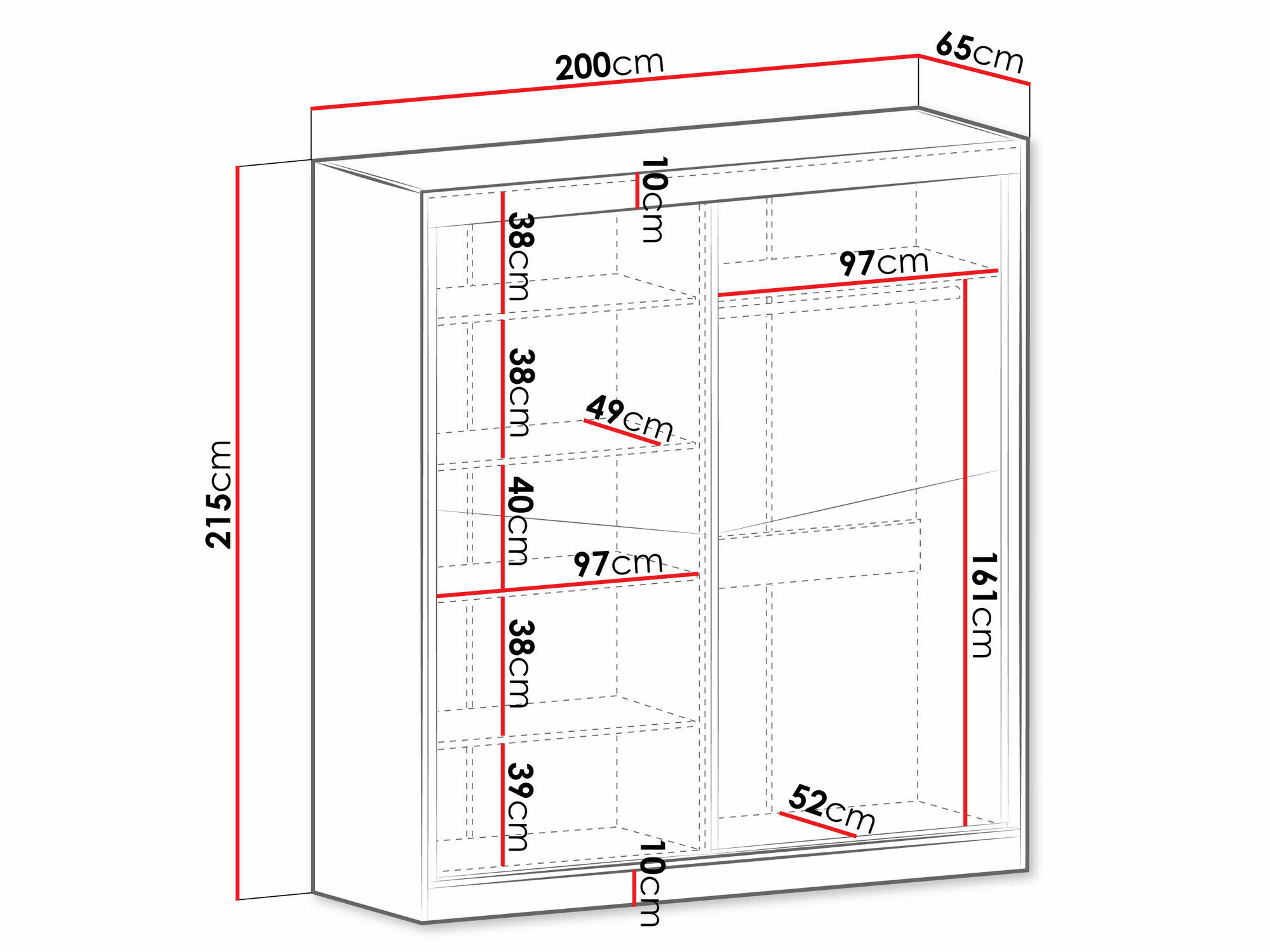 Garderobeskab Tenreme 100 (Egetræ + Sort)