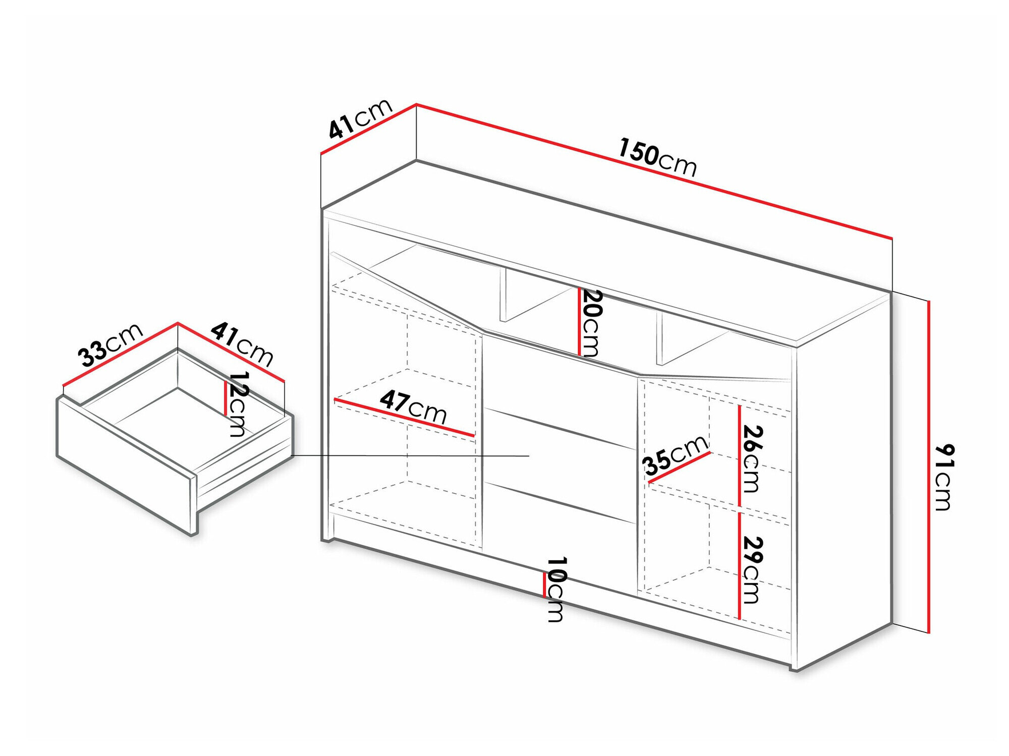 Kommode Tenreme 102 (Egetræ + Sort)