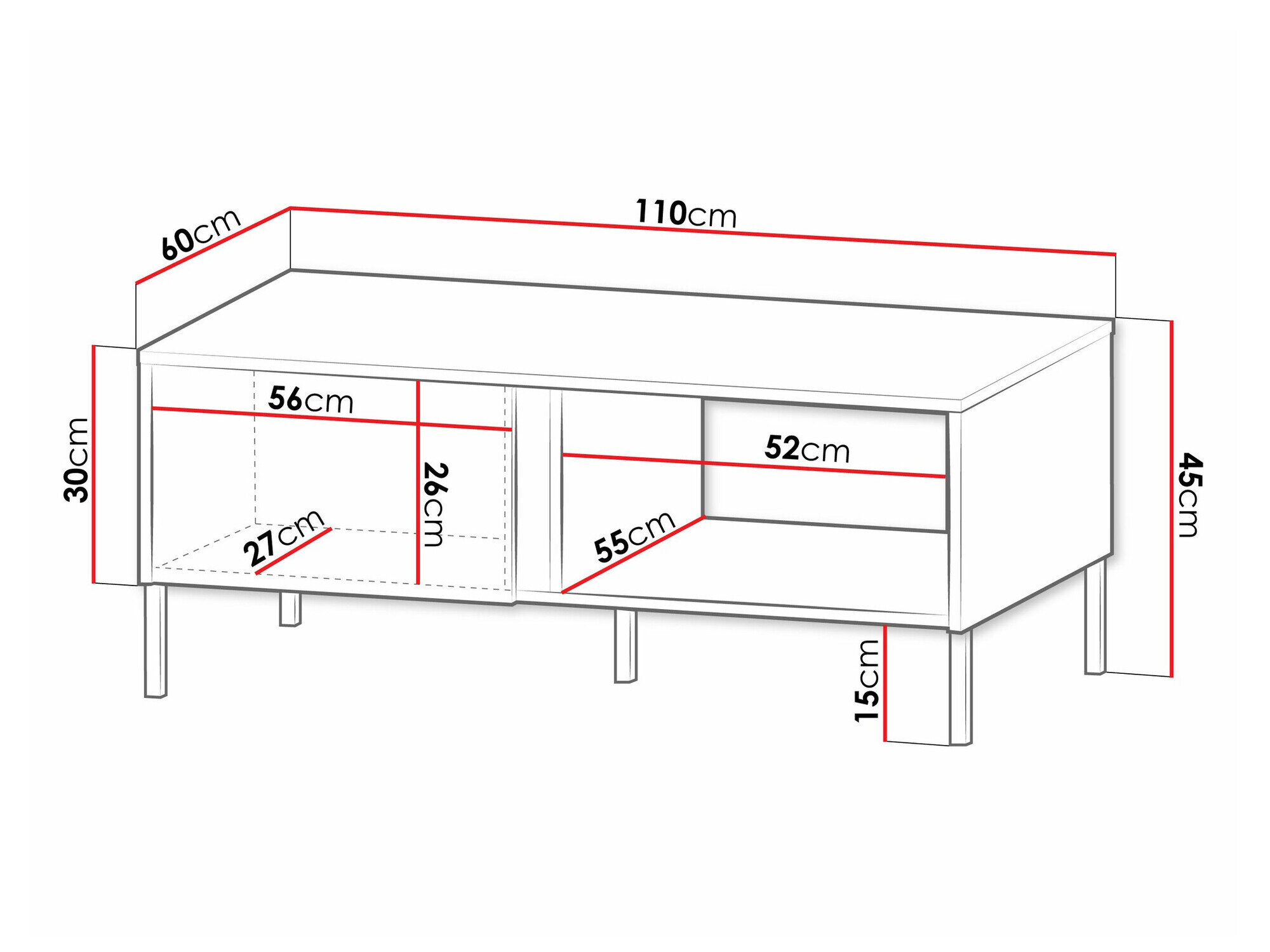 Sofabord Lumiri 107 (Egetræ + Sort)