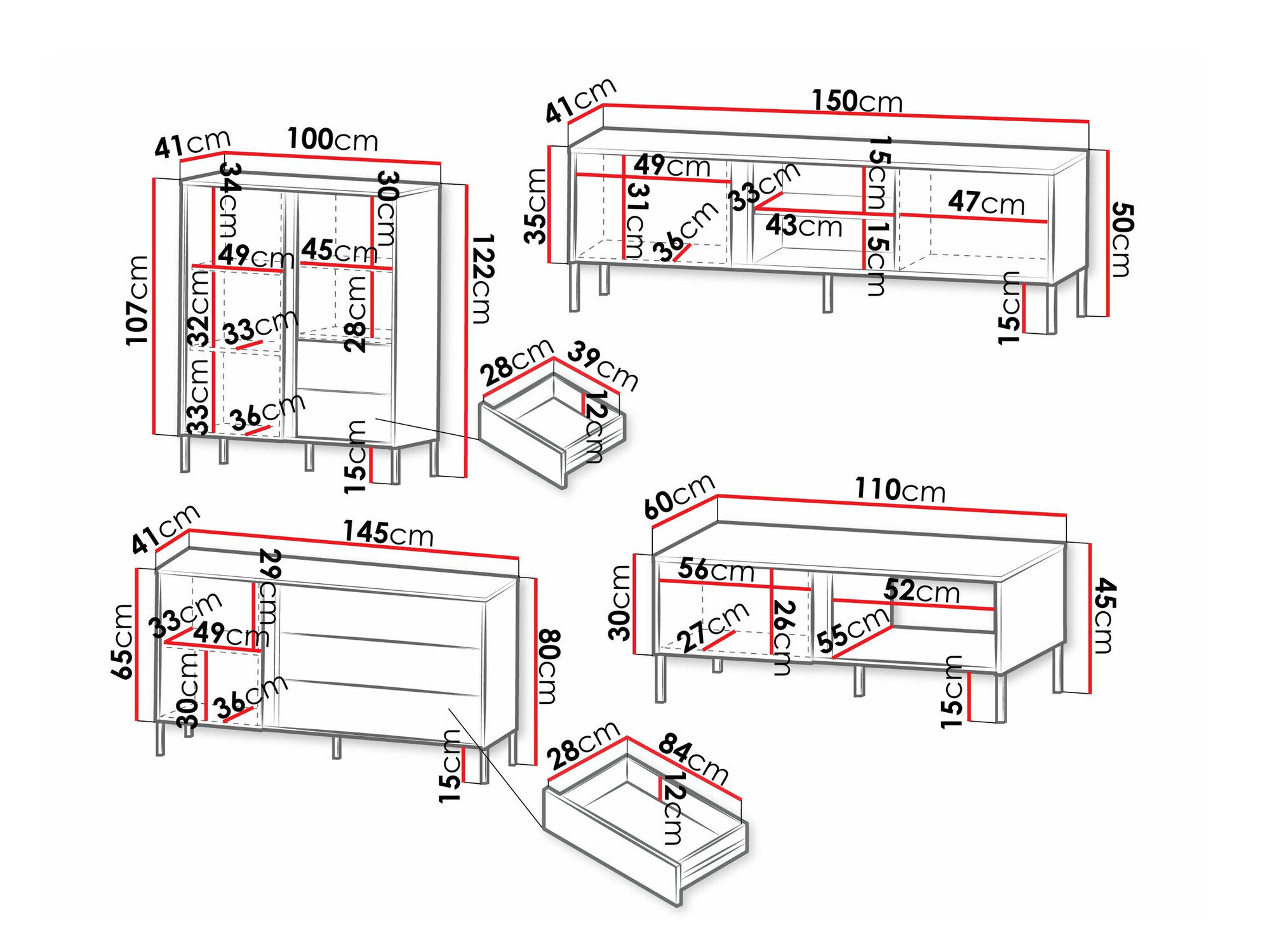 Stuemøbelsæt Lumiri 108 (Egetræ + Sort)