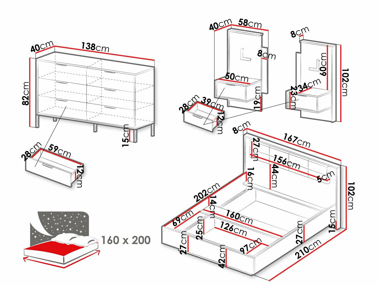 Soveværelsessæt Flodale 104